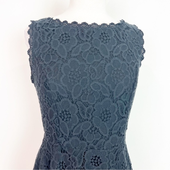 CITY STUDIO BLACK EYELET LACE SLEEVELESS FIT AND FLARE DRESS WOMENS SZ 11 - Picture 4 of 5